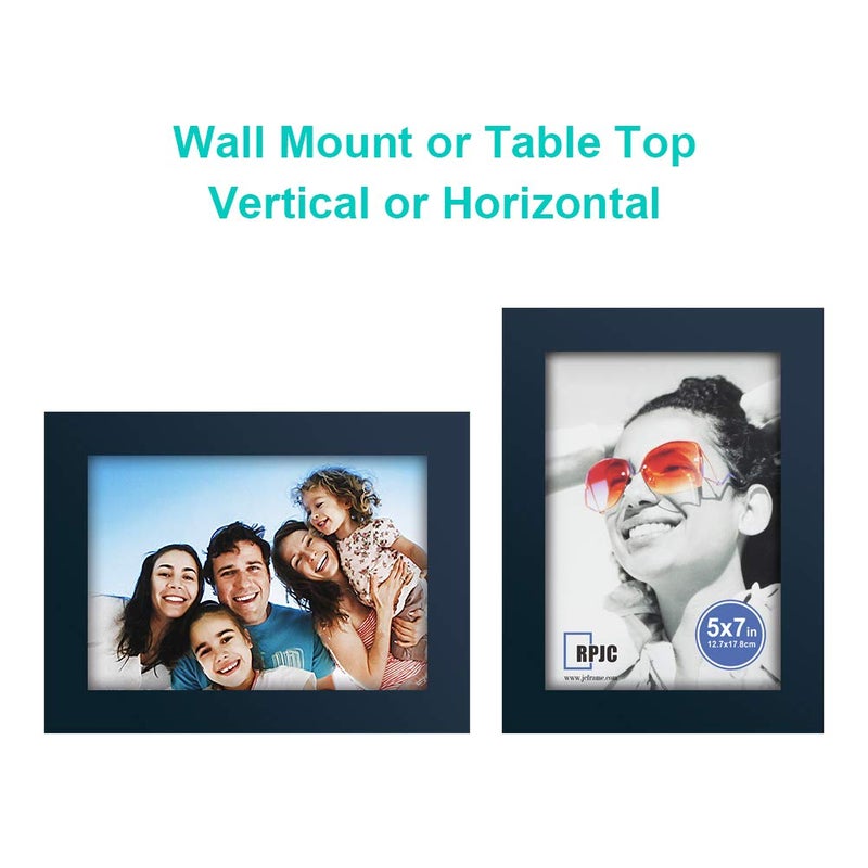 RPJC 5x7 inch Picture Frame Made of Solid Wood High Definition Glass for Table Top Display and Wall Mounting Photo Frame Jazz Blue - Image 5